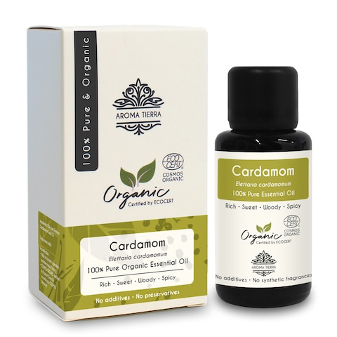Aroma Tierra - Organic Cardamom Essential Oil - Aroma Tierra - 100% Pure, Natural, Certified Organic By Ecocert - 30Ml