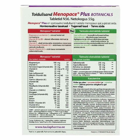 Vitabiotics Plus Menopace Original + Botanical Supplements 56 Tablets