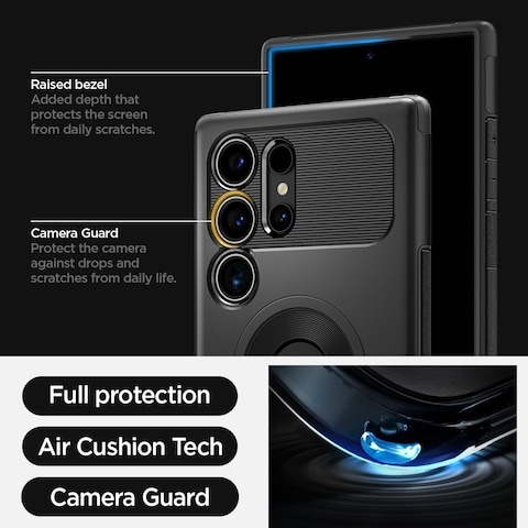 Spigen Slim Armor MagFit for Samsung Galaxy S24 ULTRA case cover with Kickstand MagSafe compatible (2024) - Black