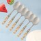 Ramadan Design 6-Piece Ceramic Handle Dinner Spoons Set, Food Grade Stainless Steel Spoons Silverware for Home, Kitchen or Restaurant - Dishwasher Safe-Green and Gold Color