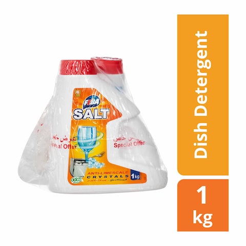 Feba Dishwashing Liquid Cleaner - 1 Kg + Feba Anti-Limescale Salt Crystals - 1 Kg