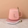 Generic Lucky Portable Coffee Cup Warmer Heater Set With Cup Spoon(Gift Box Package)-Pink Colour