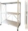 Foldable Storage Shelf Unit with Wheel, Heavy Duty Storage Shelving Unit for Kitchen, Garage and Laundry Bathroom(3 Tier white)