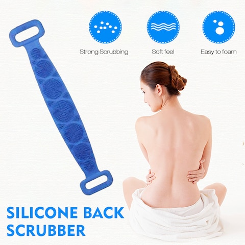 Generic-Silicone Back Scrubber, Bath Shower Silicone Body Massage Brush Silicone Bath Towel Exfoliating Body Brush Belt, Cleaning Shower Strap, Double-Sided Washing Towel Scrubber for Men Women, 70cm