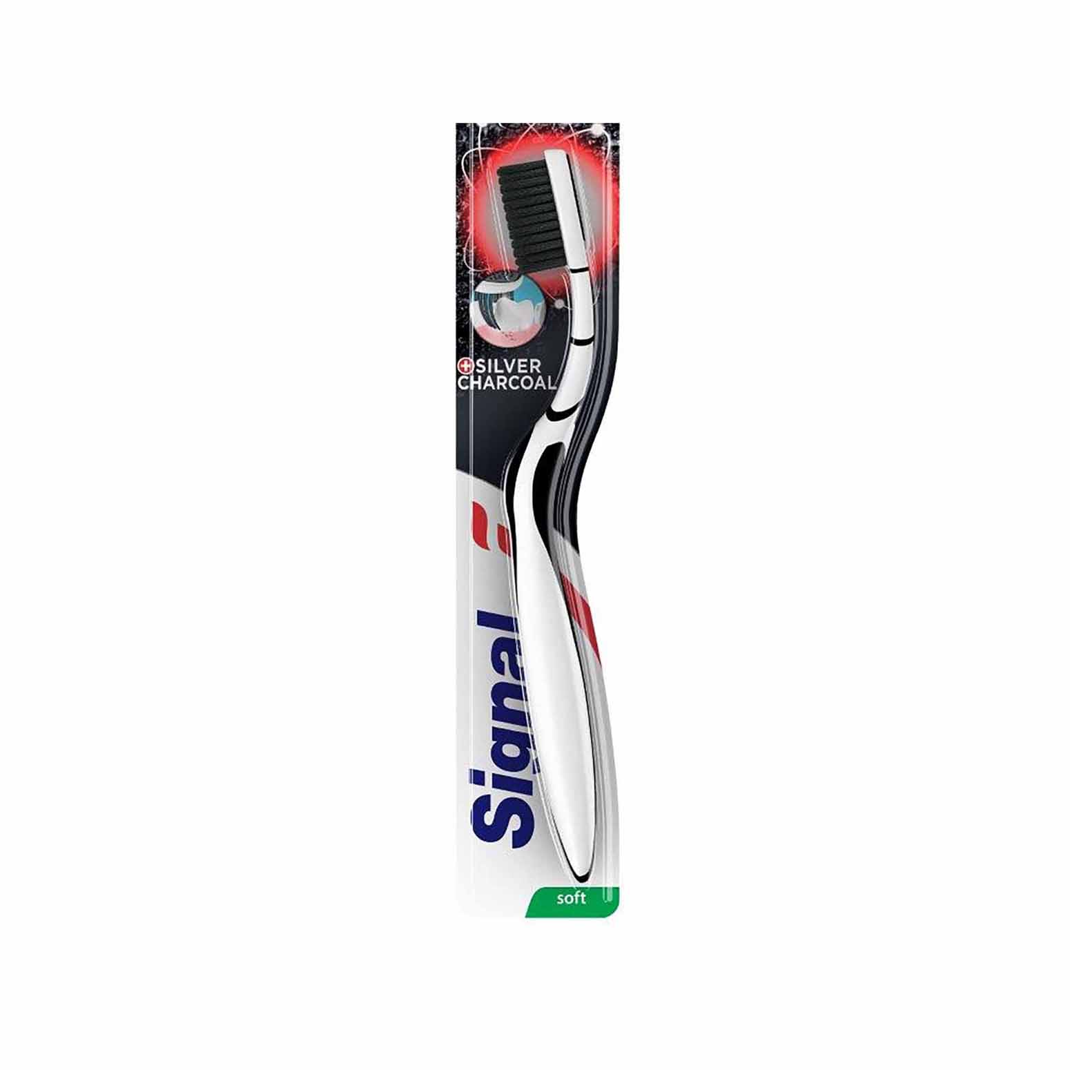 Signal Shiny White Toothbrush - Size Medium - White/Blue