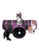 Pet Cat Foldable 3-Holes Tunnel Pink/Black 59x9.8x9.8inch