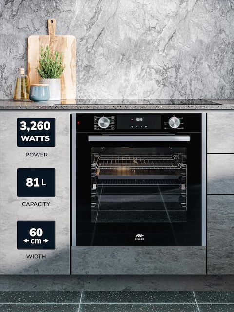 MILLEN Built In Electric Oven, 10 Cooking Modes, 81L - 3 Years Warranty, SCHOTT Inner Glass, MEO 6005 BL