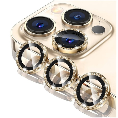 9H Tempered Glass Camera Cover Screen Protector Metal Individual Ring Protector For iPhone 14 Pro Max Gold
