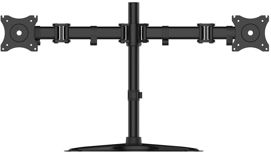 Ntech Dual LCD Monitor Mount (05308), Free Standing Fully Adjustable Desk Fits Two Screens Up To 27&quot;, Full Motion, 45&deg;~ -45&deg; Tilt, 180&deg; Swivel, 360&deg; Rotate, 17.6Lbs Capacity, W/Grommet Base