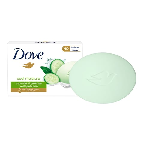 Dove Cool Moisture Moisturising Beauty Cream Soap Bar Cucumber &amp; Green Tea Scent With &frac14; Moisturising Cream 135g