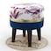 Wooden Twist Blush Puffy Ottoman Stool For Living Room ( Purple &amp; Blue )
