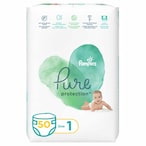 Buy Pampers Pure Protection Dermatologically Tested Diapers Size 1 (2-5kg) 50 Diapers in UAE