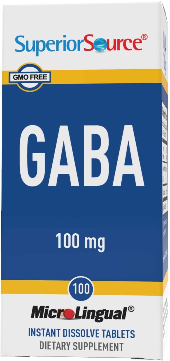 Superior Source Gaba 100 Mg, Under The Tongue Quick Dissolve Sublingual Tablets, 100 Count, Brain Health Support, Promotes A Relaxing Effect &amp; Positive Mood, Stress Relief &amp; Sleep Support, Non-Gmo