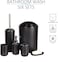 Bathroom Accessories Set 6 Piece Bath Ensemble with Smooth Surface Includes Soap Dispenser, Toothbrush Holder, Toothbrush Cup, Soap Dish for Decorative Countertop and Housewarming Gift, Black
