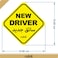 Rubik Magnetic New Driver Car Sign Sticker English Arabic, Highly Reflective Removable and Reusable for Car SUV Van Drivers 15x15cm Yellow/Black