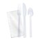 [50 Pack] Clear Plastic Cutlery Set with Napkin - Knife Fork Spoon Napkin Set -Disposable Cutlery Set