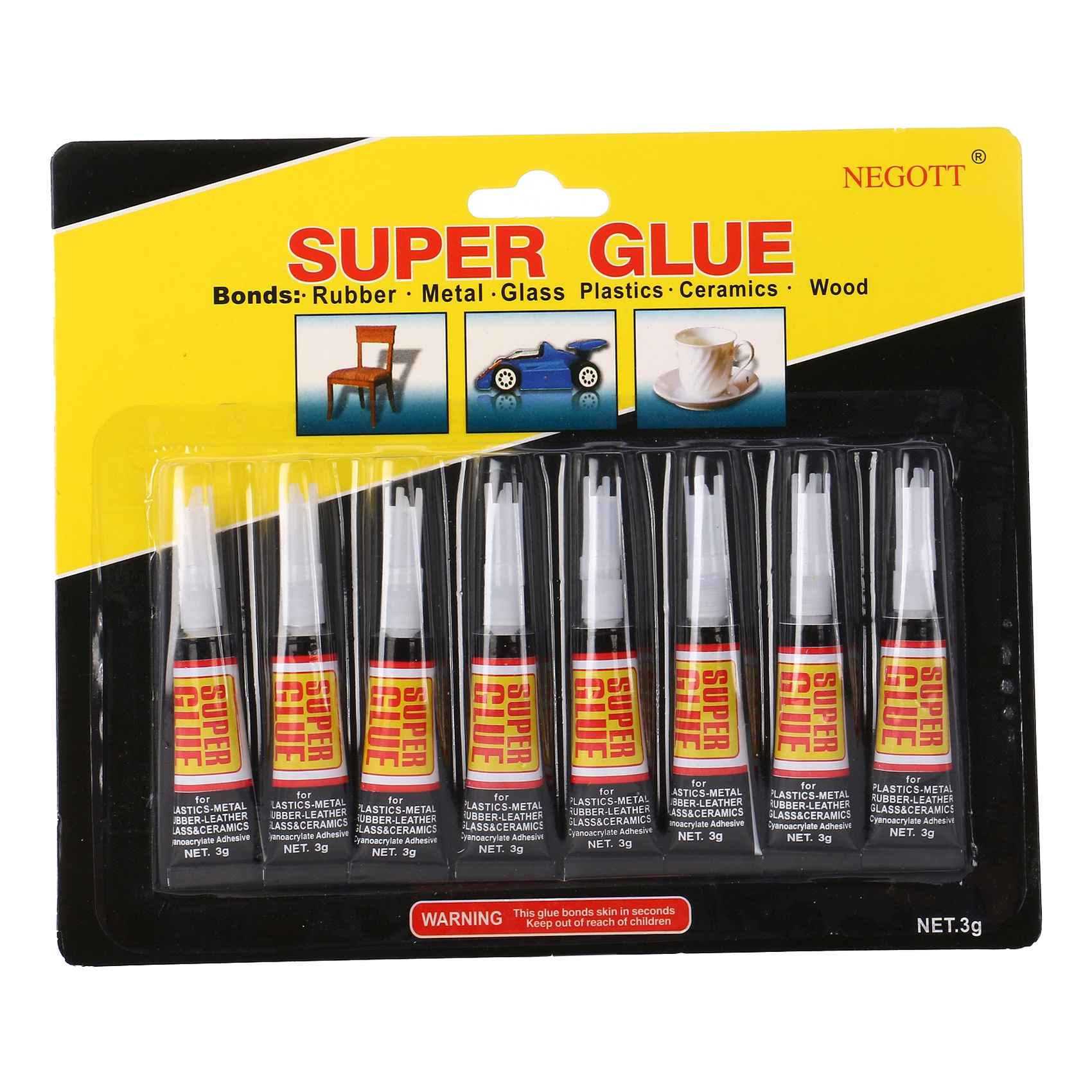 Negott Super Glue Clear 3g Set of 8