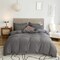 Luna Home Single Size 4 Pieces Bedding Set, Washable Cotton Dark Gray Color