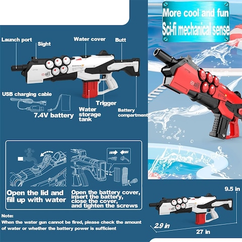 Cyber Electric Water Space Gun for Adults &amp; Kids Water Blaster Squirt Science Fiction Guns