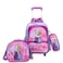Baby Backpack 3Pcs For Baby Girls 1 lunch 1 Pencil Box And 1 Bag With Adjustable Strap For School 2 Wheels 12 Inch