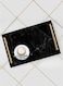 Lowha Decorative Acrylic Serving Tray With Gold Metal Handles And Dark Marble Design 20x30 cm