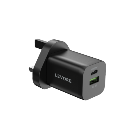 Levore Wall Charger 33W USB-C PD and USB-A Port - Black