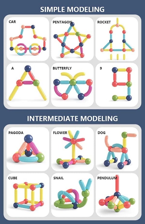 Generic Magnetic Toys Building Blocks, Magnets For Kids 3, 4, 5, 6 Year Old, Magnetic Balls And Magnet Rods Toy Building Set