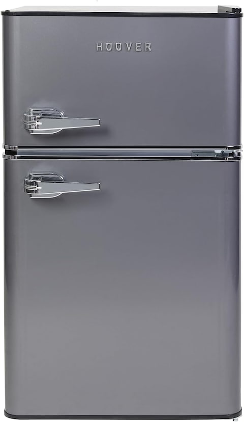 Hoover Top Mount Refrigerator - Light Retro Style, 121L Gross Capacity, Defrost, Mechanical Control, Interior Light, Silver - HTR-K121-S