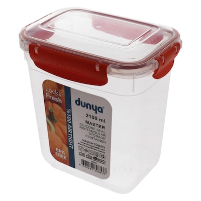 Dunya 30853 Lock And Fresh Food Storage Container 2100ml Red/Clear