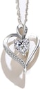 Crafted from 925 Sterling Silver Heart Pendant Necklace with White Crystal Accent