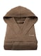 Soft Comfort Hooded Cotton Bathrobe With 2 Pockets, Brown Free Size