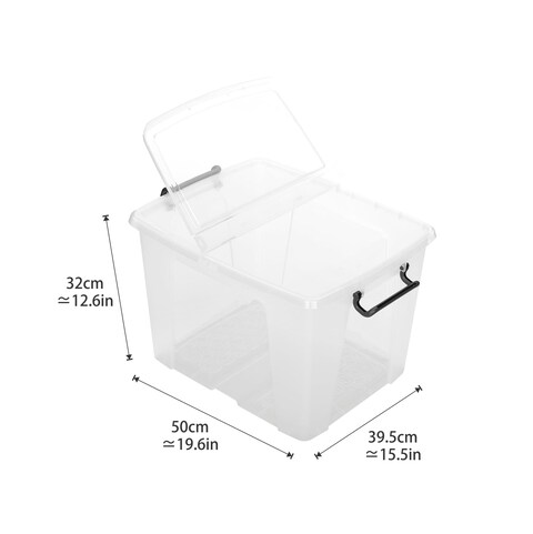 ستراتا ، صنع في المملكة المتحدة ، صندوق ذكي 40 لتر مع غطاء قابل للطي ، L50xW39.5xH32cm-STR-XW674-CLR/CLR-ST