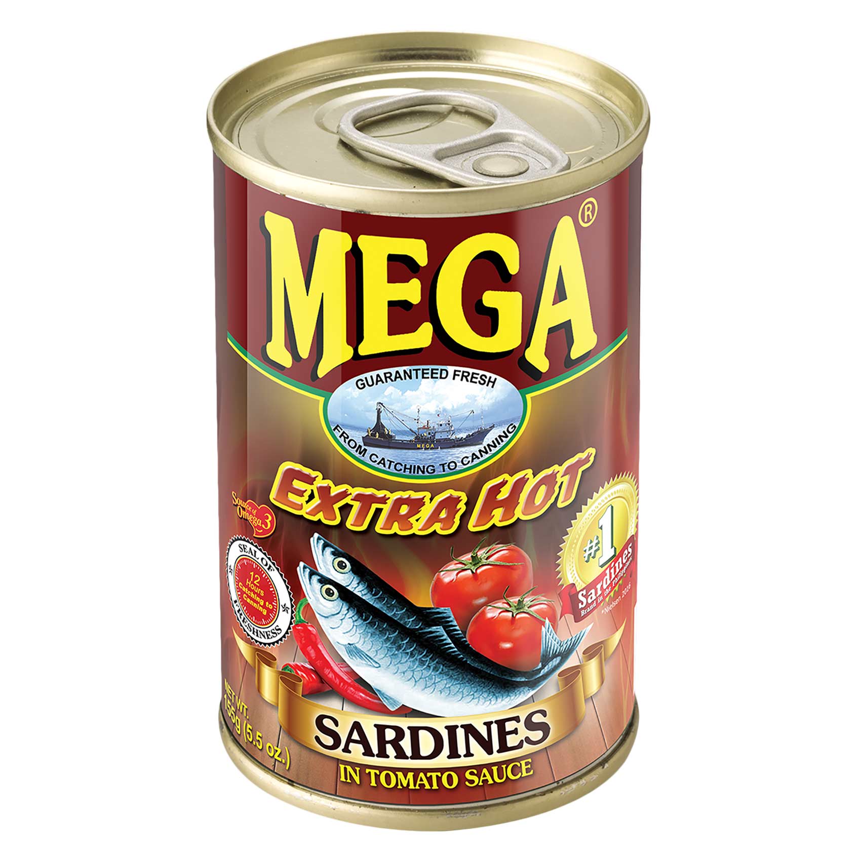 MEGA Sardines In Tomato Sauce Extra Hot 155 Gram