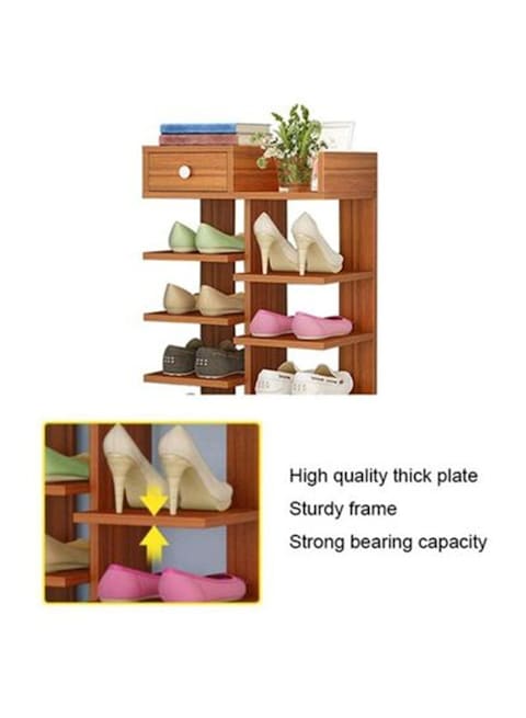 8 Tier Shoe Rack Storage Rack Wooden Shoe Rack Vertical Design Entrance Shoe Storage Rack(Brown)