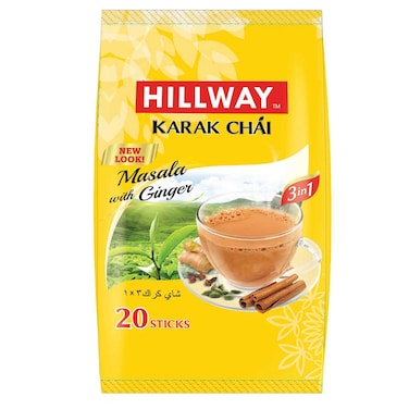 Hillway Karak Chai 3-in-1 Masala with Ginger Tea Bags 20 Tea Bags