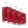 Senator Soft Shell Trolley Luggage Set of 4 For Unisex Ultra Lightweight Expandable Suitcase With 4 Wheels LL003 Red