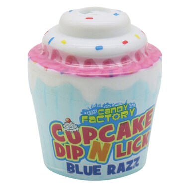 Crazy Candy Factory Cupcake Dip N Lick Blue Razz Lollipop 40g