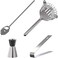 5pcs Set Cocktail Shaker Strainer Wine Bottle Chiller Ice Tong Measuring Cup Stirring Spoon Liquor Pourer Muddler 550ml