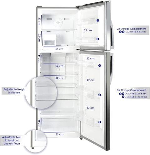 Super General 420L Net Capacity Double Door Refrigerator Inox SGR510I