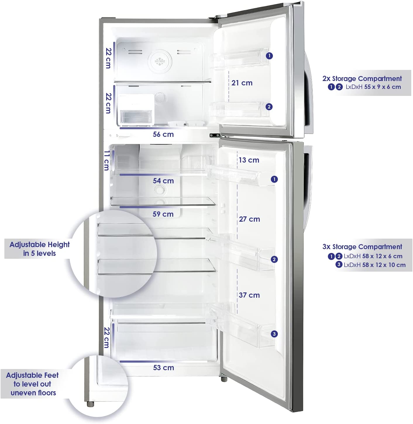 Super General 420L Net Capacity Double Door Refrigerator Inox SGR510I