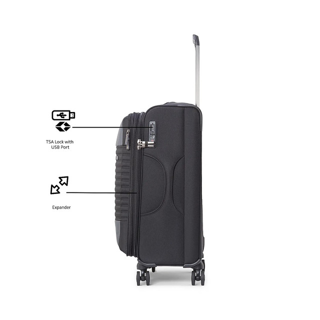 American Tourister Fornax Spinner Soft Trolley Expandable TSA (66, Jet Black)