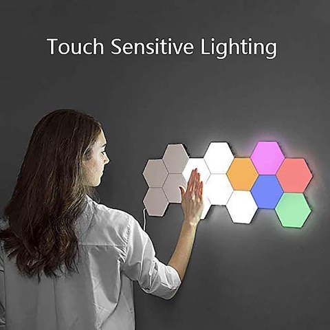 UK Plus Hexagon Splicing RGB Lights Hexagonal Wall Lights Modular Touch Sensitive Lights Diy Glow Homekit Multicolor Lamp Colour HoneycoMB Lights