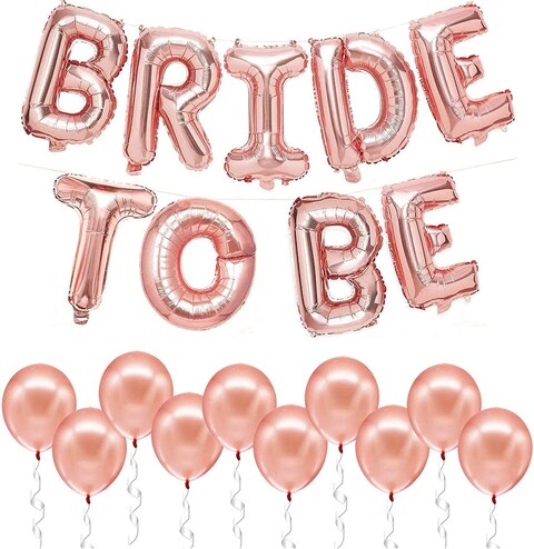 Party Time Rose Gold Bride To Be Balloons - 16 Inch | Rose Gold Foil Bride To Be Letters Banner | Bridal Shower Balloons | Bride To Be Balloon for Bridal Shower, Bachelorette Party Decorations, Engage