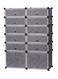 12 Cells Multifunctional Deatchable Storage Cabinet Clear/Black 4 to 6feet