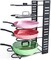 Doreen Expandable Pan Rack Organizer with Knife Holder,7+Adjustable Pot Lid Holders Bakeware Rack,Kitchen Cookware Pantry Cabinet Storage Rack with 7 Expandable Adjustable Dividers (Black)