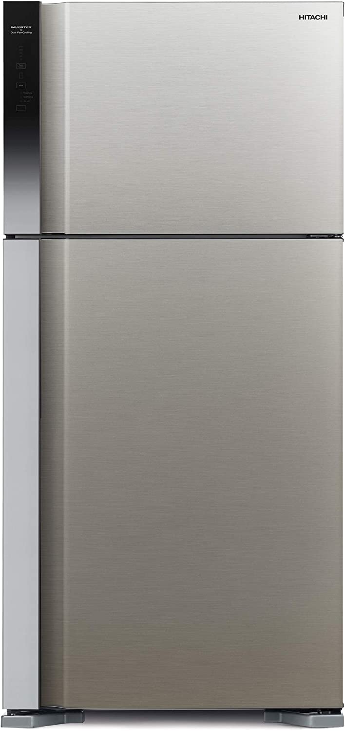 Hitachi 550L Net Capacity Double Door Top Mount Inverter Series Refrigerator Brilliant, Silver, RV760PUK7K1BSL