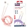 mpBLBERRI BLB-U340 Lightning USB Data Cable 3 Meter, White &amp; Pink