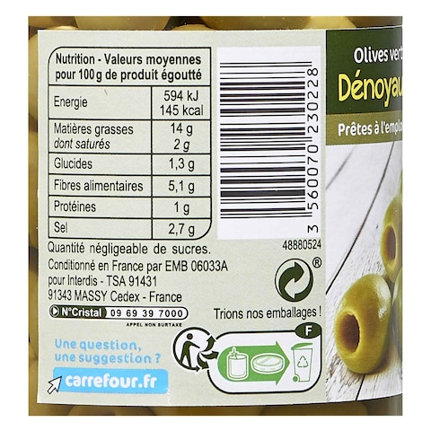 Carrefour Pitted Green Olives 37Cl