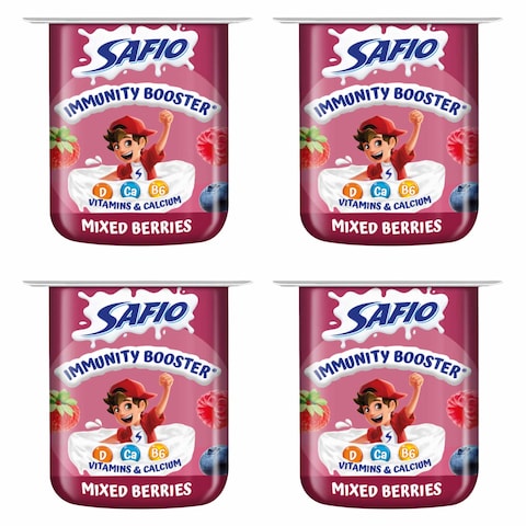 اشتري Safio Immunity Booster Mixed Berries Yoghurt 110g x Pack of 3 + 1 Free في الكويت