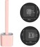 Generic Durable Effortless Silicone Long Handle Toilet Brush With Holder&amp; Seamless Hook Pink